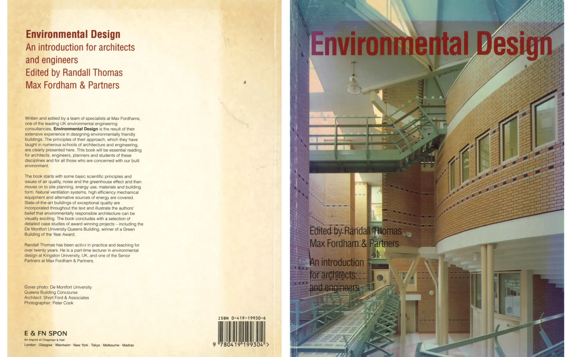 The front cover of the 1st Edition of the book, Environmental Design: An Introduction for Architects and Engineers
