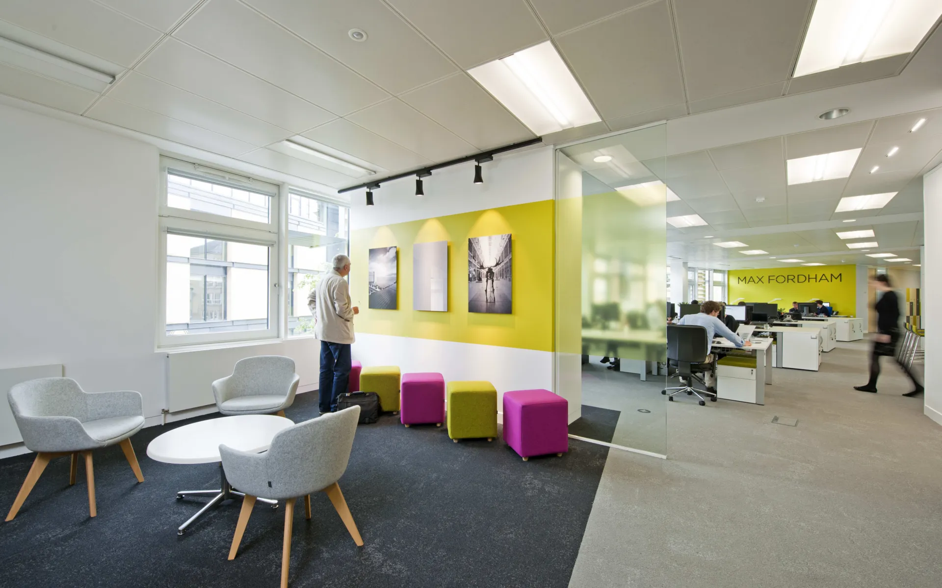 An internal photo showing the space of Max Fordham Edinburgh office