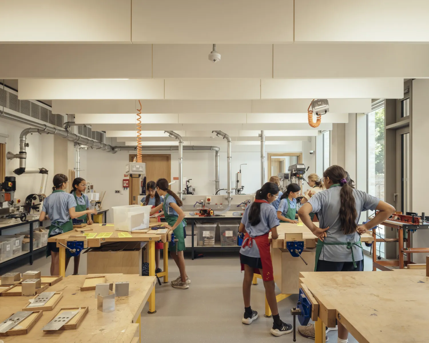 Modern classroom with female pupils