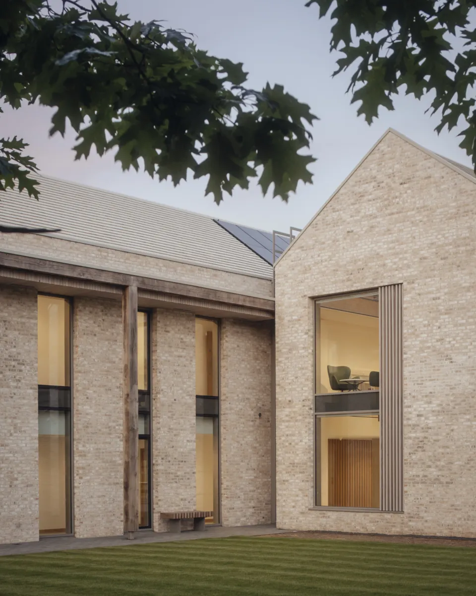 light brick facade showing large windows