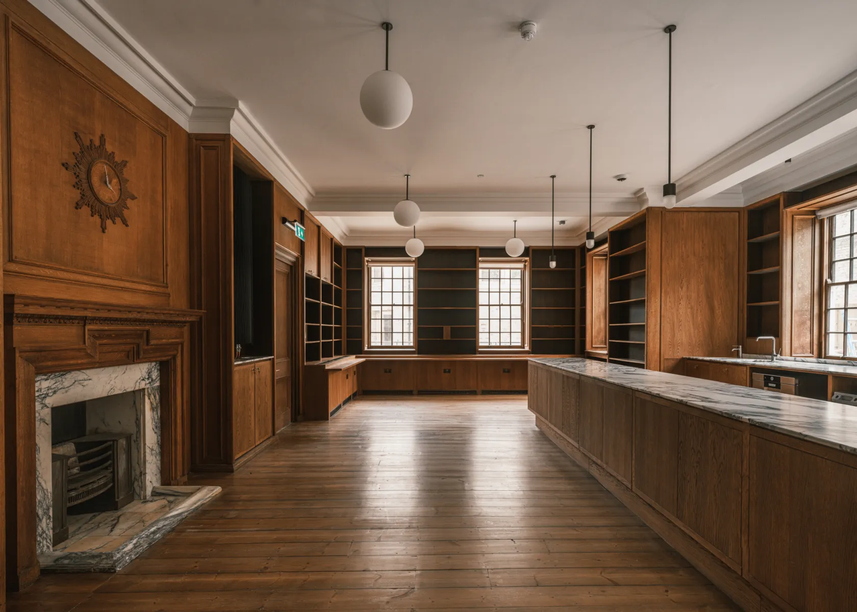 wood-panelled cafe