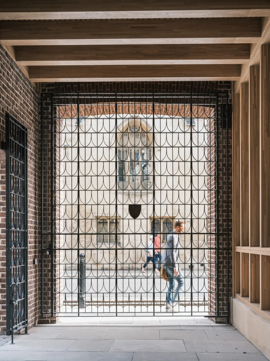 Decorated iron entrace gate to a college campus