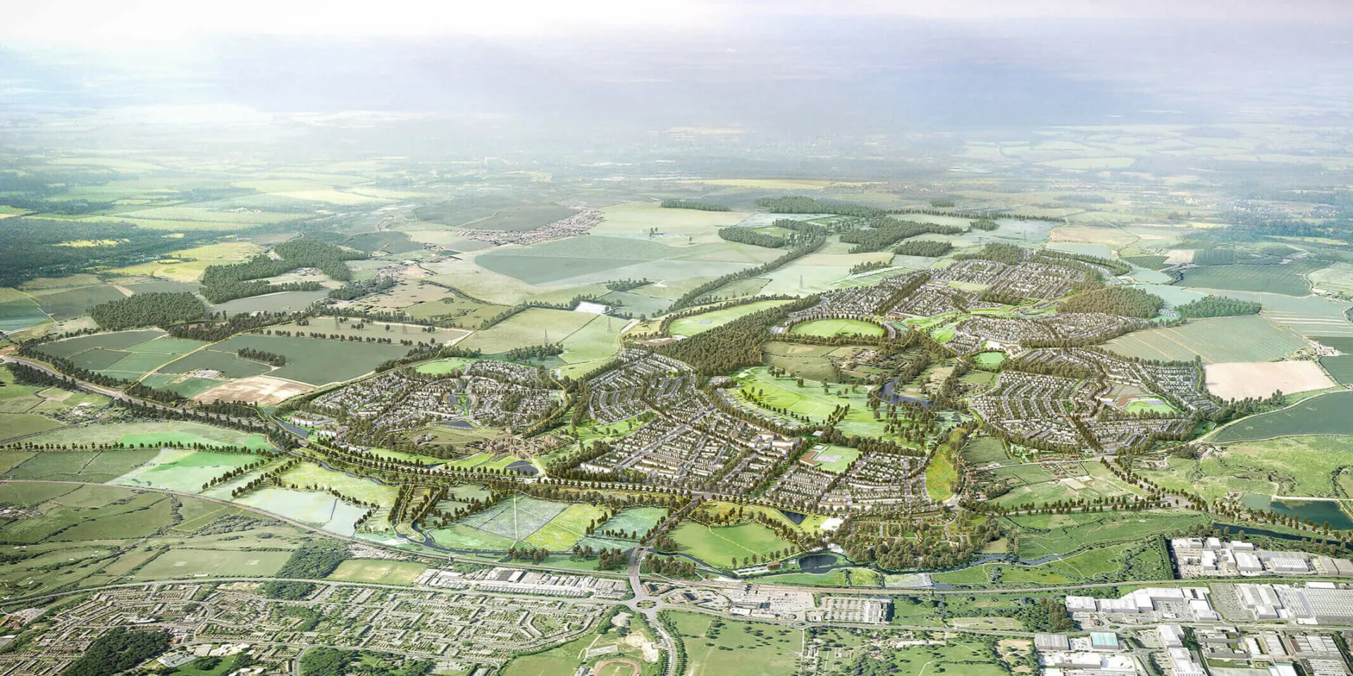 Aerial image of Gilston Park Estate