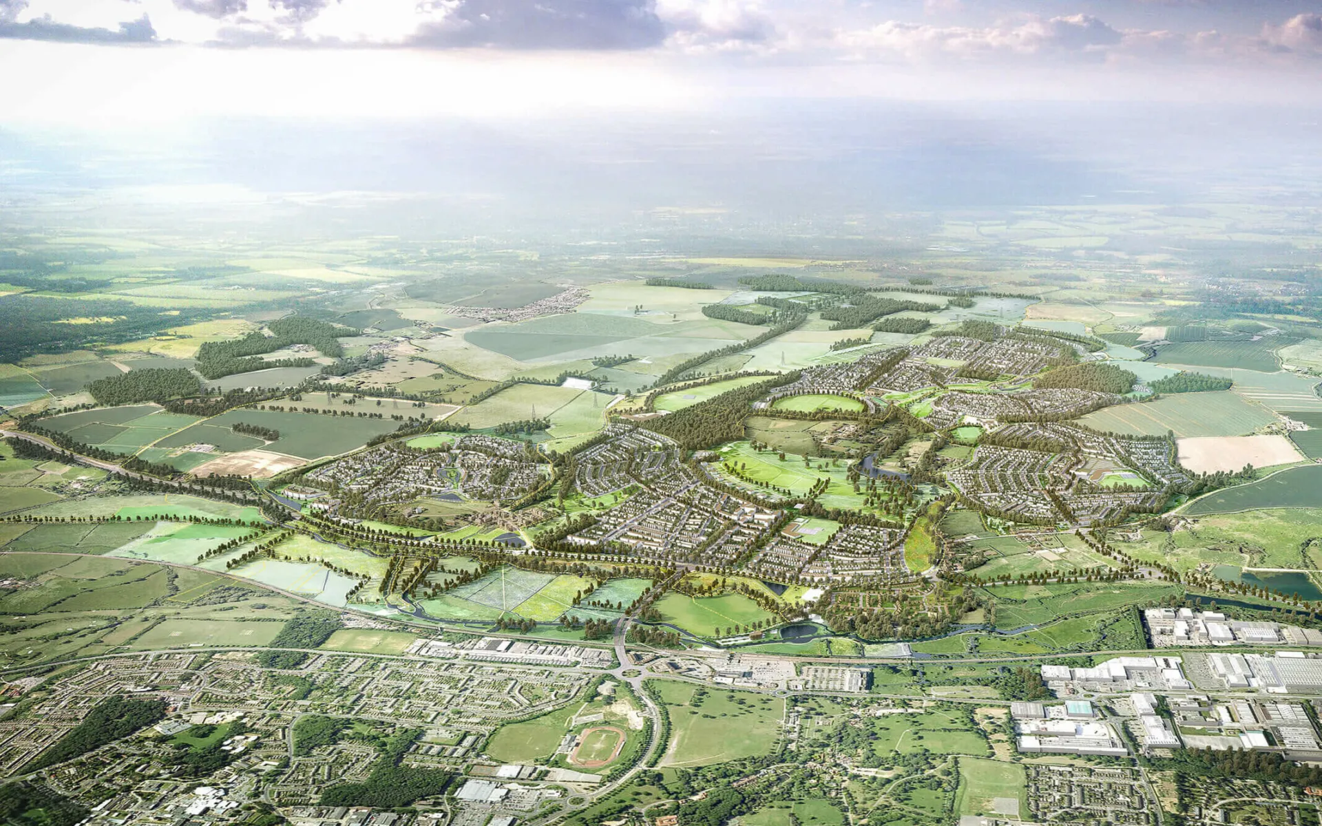 Aerial image of Gilston Park Estate