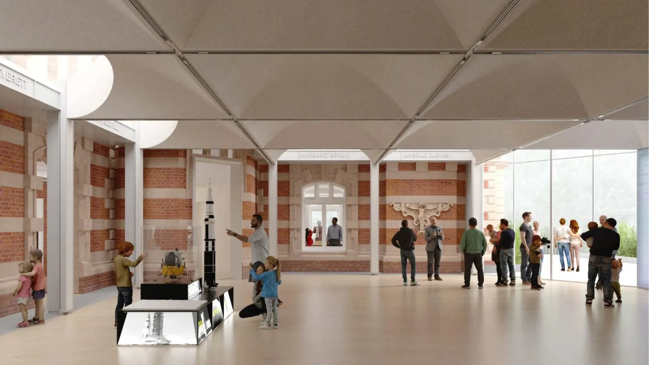 Image shows people in an exhibition space