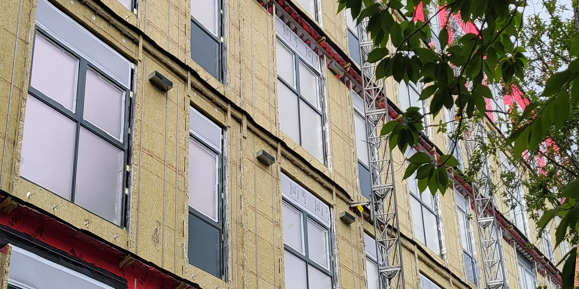 Close up of Williohaus exterior before cladding is applied