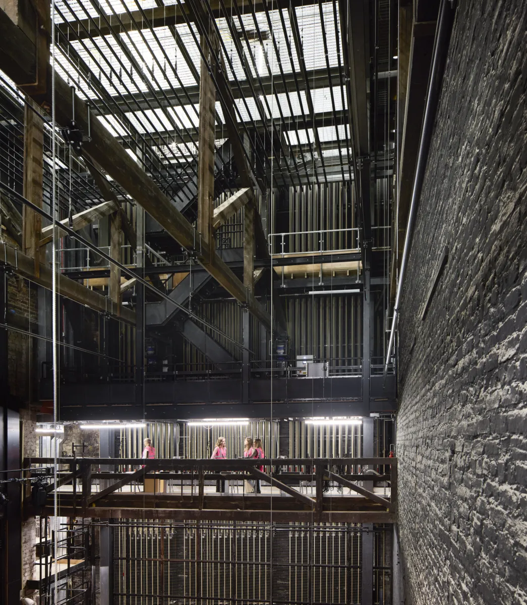 flytower showing cables and used to raise and lower scenes