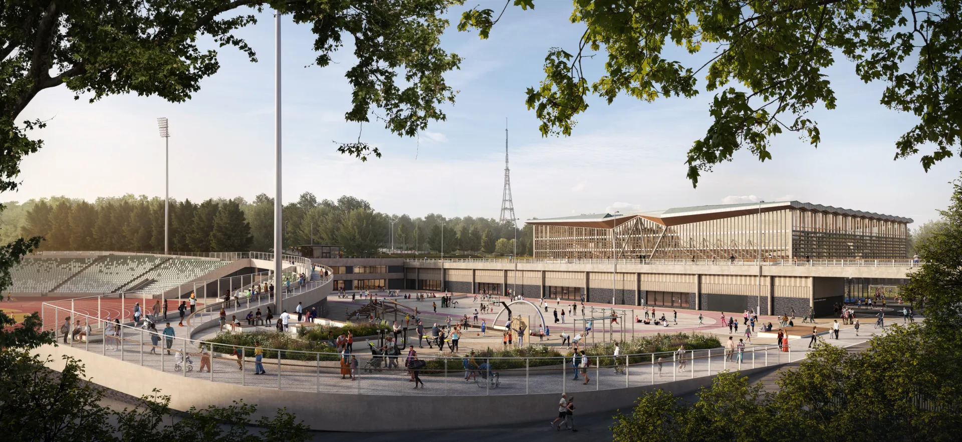 Digital view of the proposed refurbishment of Crystal Palace National Sports Centre