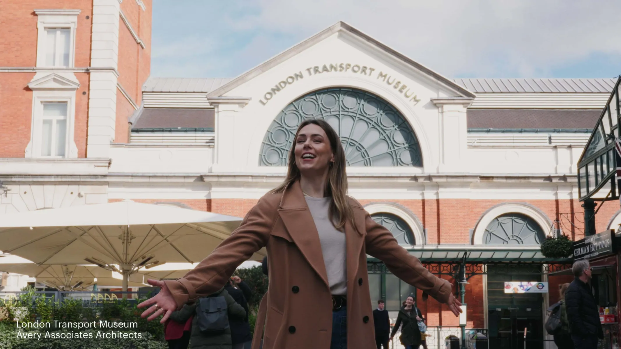 Imogen outside London Transport Museum
