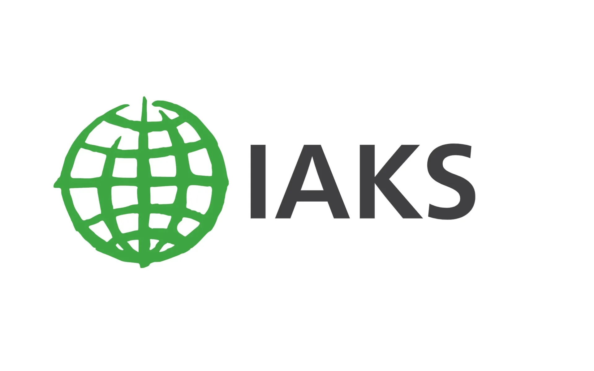 Green globe on white background with the letters IAKS in black