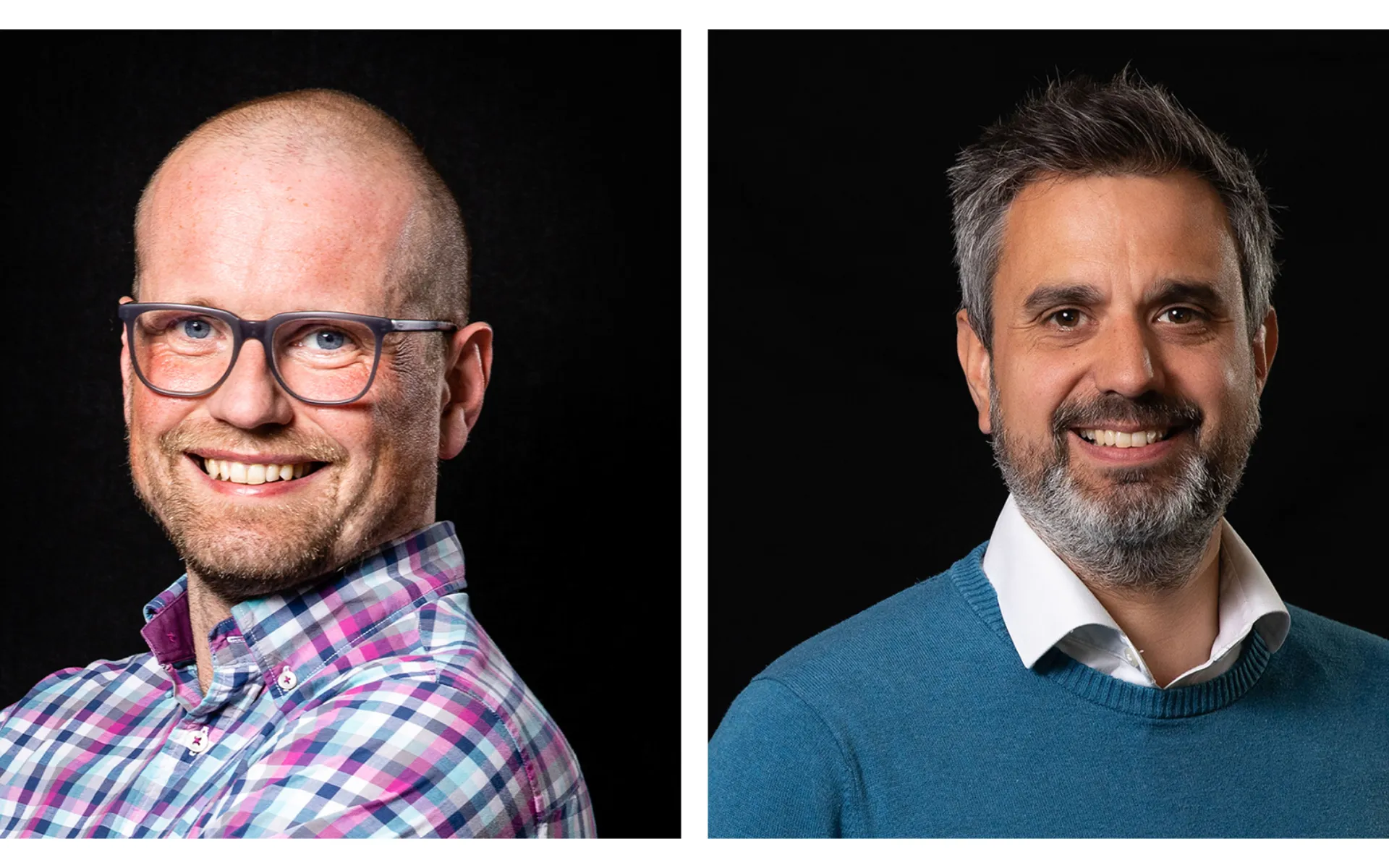 The image is biopics of two men side dressed in smart casual clothing.